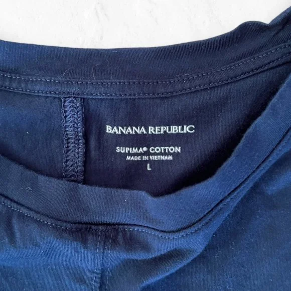 Banana Republic Short Sleeve Supima Wrap Tee Navy L - Picture 6 of 7